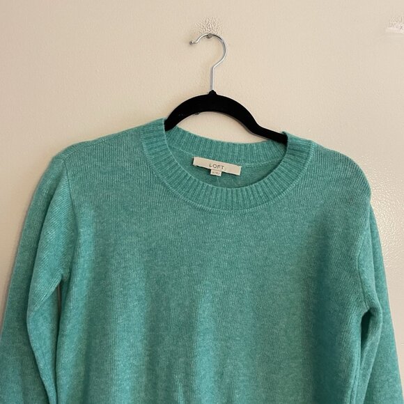LOFT Women XS Green Soft Knit Wool Blend Crew Neck Pullover Relaxed Sweater NWT - Picture 5 of 10